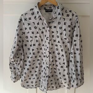 Karl Lagerfeld Monochrome Letter Print Shirt | sz Large | excellent condition
